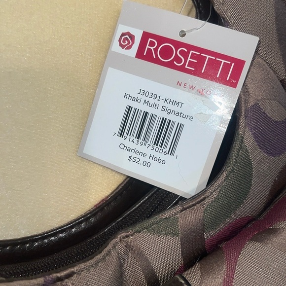 Rosetti New York Khaki Multi Signature Charlene Hobo Handbag - Picture 3 of 7